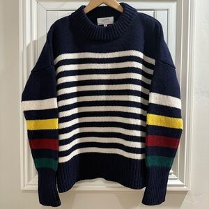 La Ligne New York Navy Blue and White Striped Knitted Sweater - Size Medium